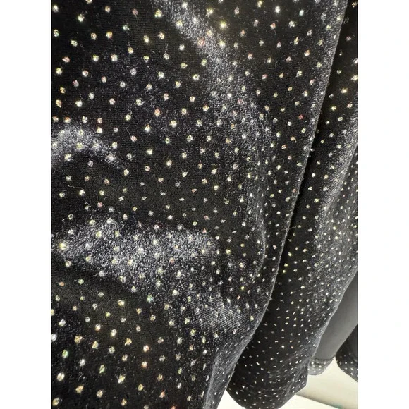 Y2K Sparkle Foil Dot Velvet Jacket 14/16W Black Glam Open Front Fashion Bug - Picture 3 of 9